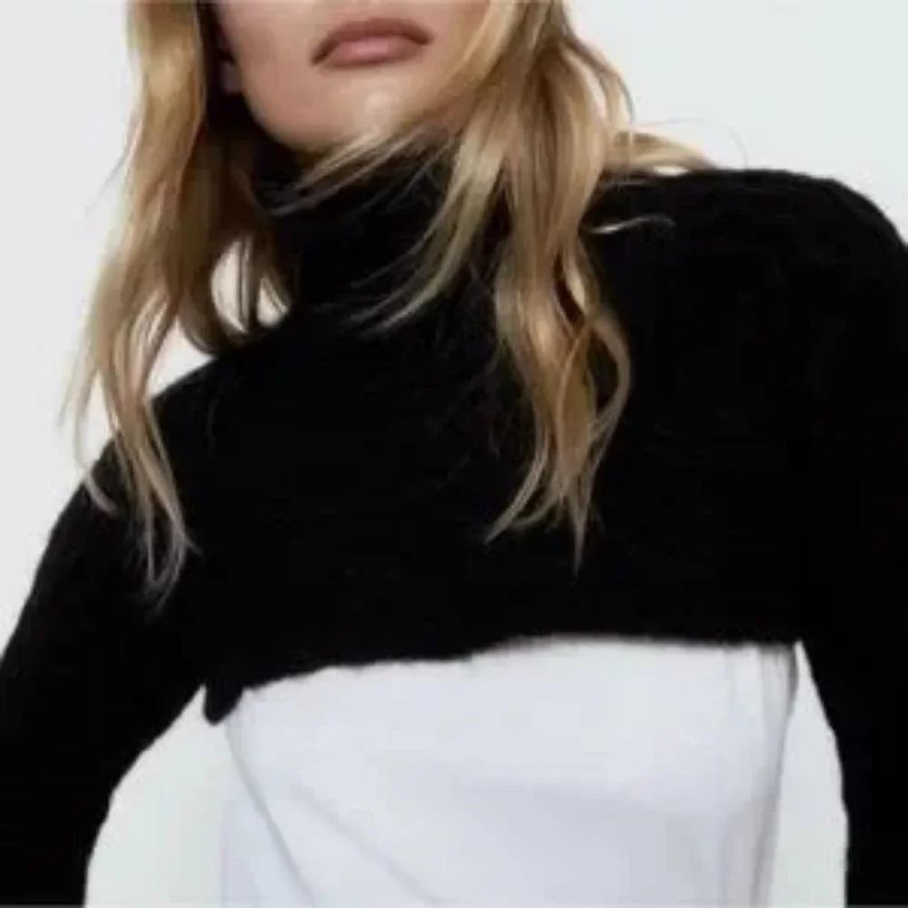 ZARA Cable Knit Arm Warmer Sweater Black - Picture 5 of 9